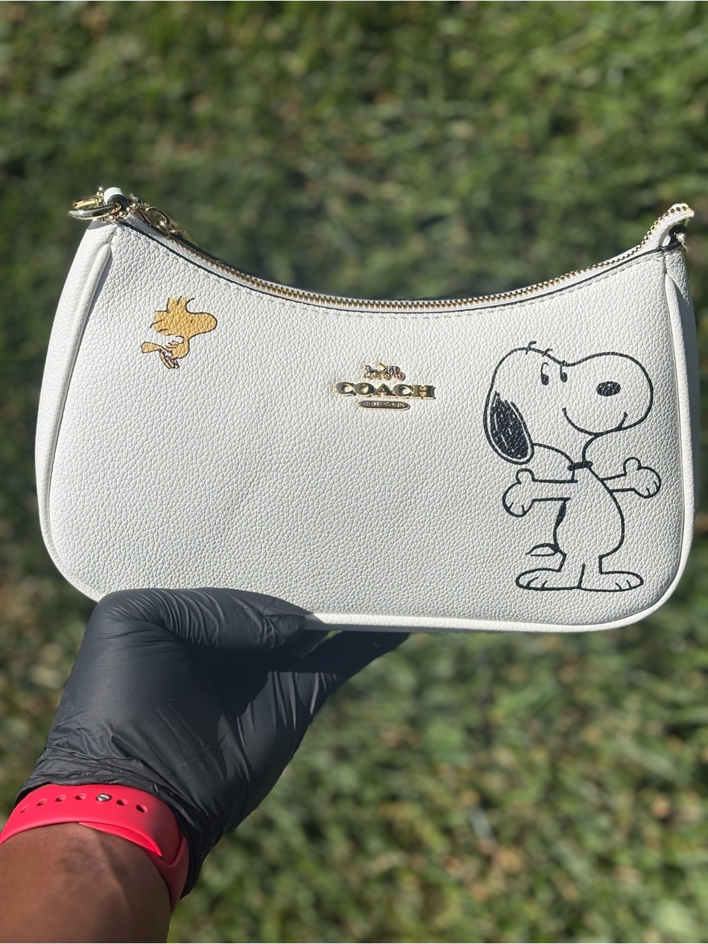 Coach x Peanuts White Leather Snoopy Bag